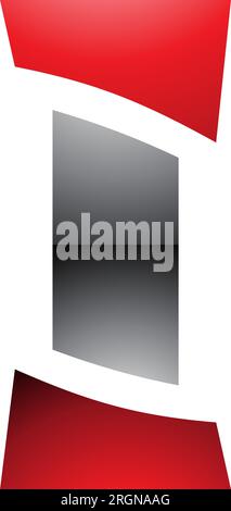 Rotes und schwarzes glänzendes, antikes säulenförmiges Symbol mit Buchstabe I auf weißem Hintergrund Stock Vektor