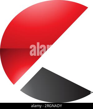 Rotes und schwarzes Symbol mit dem glänzenden Buchstaben C und Halbkreisen auf weißem Hintergrund Stock Vektor