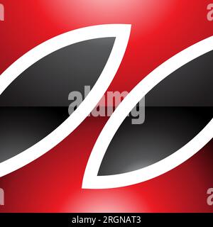 Rotes und schwarzes glänzendes quadratisches Z-Symbol auf weißem Hintergrund Stock Vektor