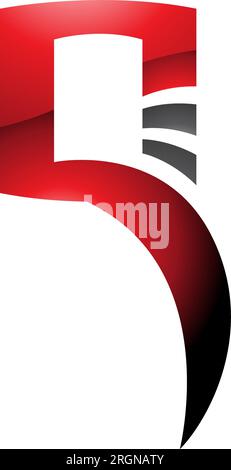 Rotes und schwarzes glänzendes quadratisches Q-Symbol auf weißem Hintergrund Stock Vektor