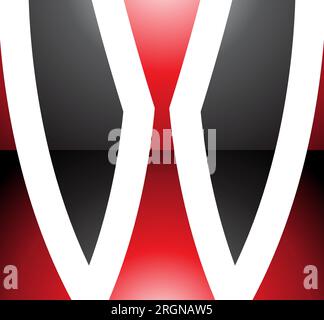 Rotes und schwarzes glänzendes quadratisches Buchstabe-W-Symbol auf weißem Hintergrund Stock Vektor