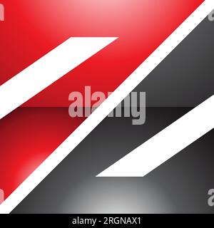 Rotes und schwarzes glänzendes dreieckiges quadratisches Z-Symbol auf weißem Hintergrund Stock Vektor