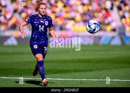 Wellington, Neuseeland, August 11. 2023: Jackie Groenen (Niederlande 14) während des Viertelfinalspiels der FIFA Womens World Cup 2023 zwischen Spanien und Holland im Wellington Rectangular Stadium in Wellington, Neuseeland (Richard Callis/SPP) Stockfoto