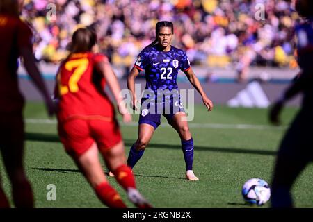 Wellington, Neuseeland, August 11. 2023: Esmee Brugts (Niederlande 22) während des Viertelfinalspiels der FIFA Womens World Cup 2023 zwischen Spanien und Holland im Wellington Rectangular Stadium in Wellington, Neuseeland (Richard Callis/SPP) Stockfoto