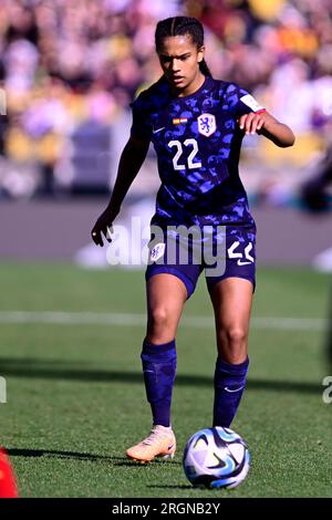 Wellington, Neuseeland, August 11. 2023: Esmee Brugts (Niederlande 22) während des Viertelfinalspiels der FIFA Womens World Cup 2023 zwischen Spanien und Holland im Wellington Rectangular Stadium in Wellington, Neuseeland (Richard Callis/SPP) Stockfoto