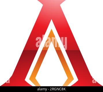 Roter und orangefarbener glänzender säulenförmiger Buchstabe Ein Symbol auf weißem Hintergrund Stock Vektor