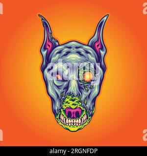 Bestie Hundekopf Zombie Monster Vektorbilder für dein Arbeitslogo, Merchandise-T-Shirt, Aufkleber und Etikettendesigns, Poster, Grußkarten Werbespots Stock Vektor