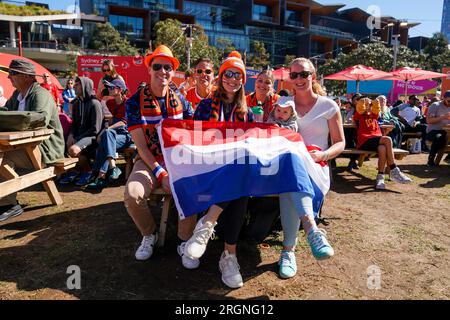 Sydney, Australien. 11. Aug. 2023. Sydney, Australien, August 10. 2023: Fan der Niederlande beim FIFA Fanfestival 2023 während des Fußballspiels der FIFA Womens World Cup 2023 zwischen Spanien und den Niederlanden in Sydney, Australien. (Daniela Porcelli/SPP) Kredit: SPP Sport Press Photo. Alamy Live News Stockfoto
