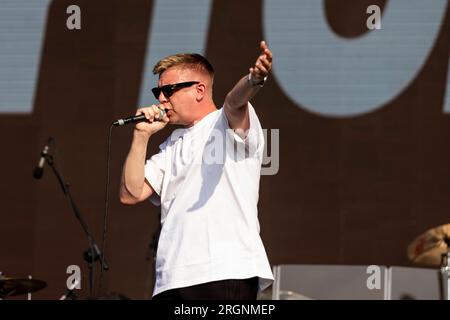 FLORENZ, ITALIEN - 18. JUNI: Jonny Yerrell von den Reytons tritt am 18. Juni 2023 in Florenz auf der Firenze Rocks 2023 auf. (Foto: Roberto Finizio/NurPhoto) Stockfoto