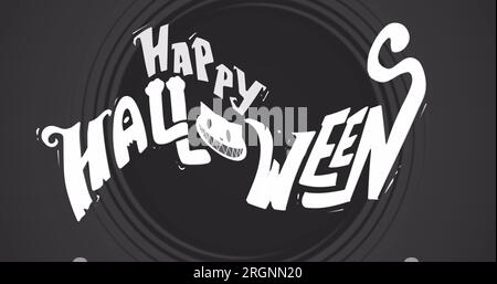 Bild: „Happy halloween“-Text auf schwarzem Hintergrund Stockfoto