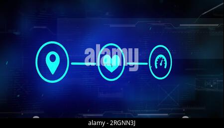 Bild der Datenverarbeitung über ein Netzwerk von Verbindungen Stockfoto