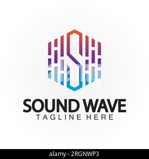 Buchstabe S Sound Musik Audio Voice Equalizer Lautstärke Wellenformfrequenz farbenfrohes Vektorlogo Stock Vektor