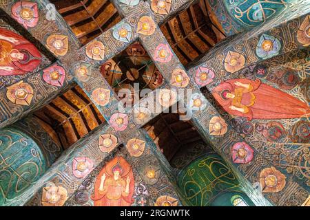 Deckenspitze der Watts Chapel, Compton, Surrey, England Stockfoto