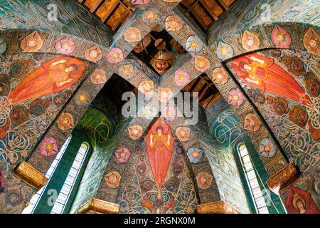 Deckenspitze der Watts Chapel, Compton, Surrey, England Stockfoto