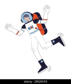 Astronaut im Weltraum passt zu einem flachen Farbvektor Stock Vektor