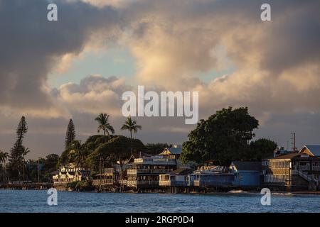 LAHAINA, MAUI, HAWAII, USA - 21. Juli 2029 - Blick auf die historische Stadt Lahaina Stockfoto