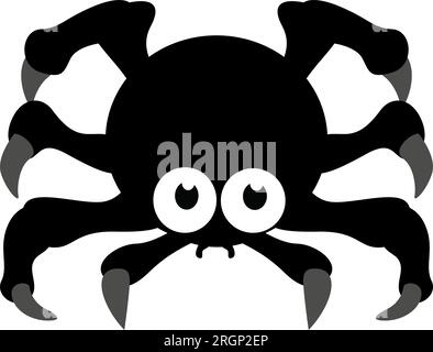 Flache schwarze Spinne. Vektor-Cartooon-Insektensymbol Stock Vektor