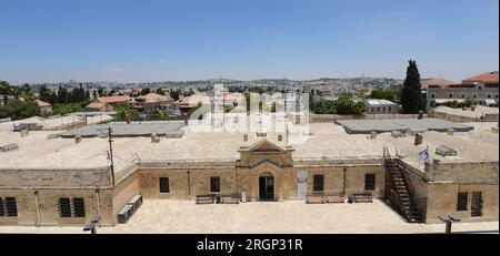 Ein Blick auf das Museum der Untergrundgefangenen im osmanischen Gefängnis aus dem 19. Jahrhundert in Jerusalem, Israel. Stockfoto