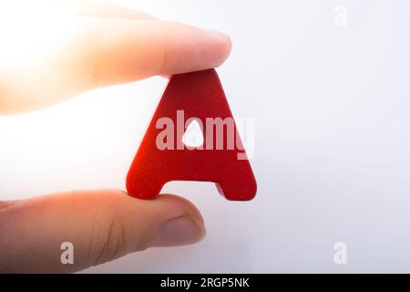 Buchstabenwürfel A aus Holz Stockfoto