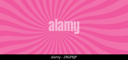 Retro-Hintergrund mit einer flippigen Spirale und einem Spiralmuster. Radiale Designs mit abstrakten Wirbeln, Sonnenverwindungen und Lutscher-Süßigkeiten. Abbildung: Flacher Vektor Stock Vektor