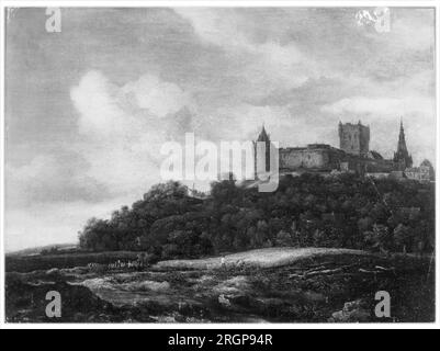 Blick auf Schloss Bentheim mit Getreidefelder unter 1660er m von Jacob van Ruisdael Stockfoto