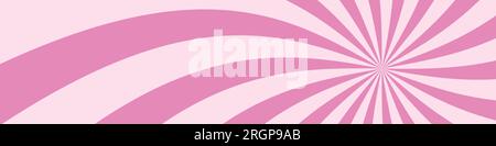 Rosafarbene Eiscreme und Süßigkeiten mit wirbellosem Hintergrund, Lollipop-Vortex-Muster, die mit Erdbeeren- und Zirkuselementen vermischt sind. Spiraldesign im Retro-Look. Flacher Vektor i Stock Vektor