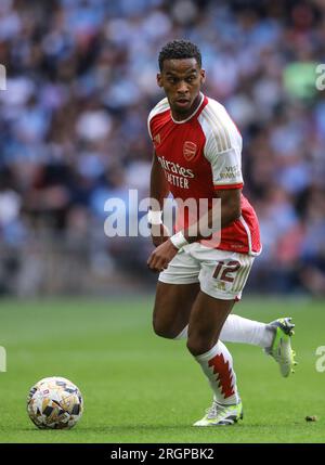 Jurrien Timber of Arsenal – Arsenal/Manchester City, FA Community Shield, Wembley Stadium, London, Großbritannien – 6. August 2023 nur redaktionelle Verwendung – DataCo Stockfoto