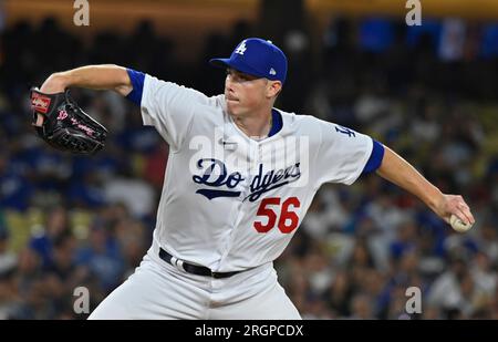 Los Angeles, Usa. 10. Aug. 2023. Die Los Angeles Dodgers, die am Donnerstag, den 10. August 2023, in Los Angeles die Ablösung einleiten, werden von Ryan Yarbrough im sechsten Inning im Dodgers Stadium gegen die Colorado Rockies kämpfen. Foto: Jim Ruymen/UPI Credit: UPI/Alamy Live News Stockfoto