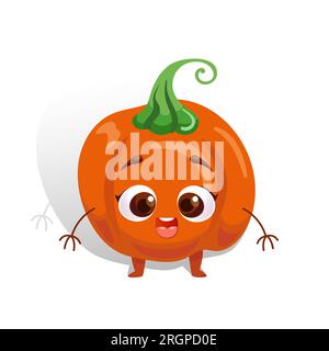 Süße Figur, lustiger Kürbis im Cartoon-Stil. Gesundes Essen, Gemüse, Veganer. vektordarstellung für halloween, Kinder, Webdesign, Drucke und Patter Stock Vektor