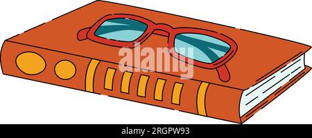 Geschlossene Lesebrille auf einer Buchvektorkunst Stock Vektor