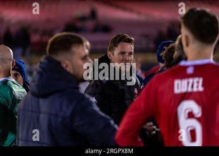 Sunshine North, Australien. 10. August 2023. Melbourne Knights FC gegen Queensland Lions FC in der Runde 32 des Australia Cup im Melbourne Knights Football Club in Sunshine North. Kredit: James Forrester/Alamy Live News Stockfoto