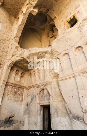 Dunkle Kirche oder Karanlik Kilise, Nationalpark Göreme, Kappadokien, Türkei, UNESCO-Weltkulturerbe Stockfoto