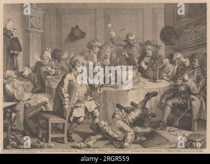 Ein Mitternachtsgespräch 1733 von William Hogarth Stockfoto