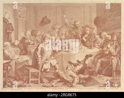 Ein Mitternachtsgespräch am 1732. März von William Hogarth Stockfoto