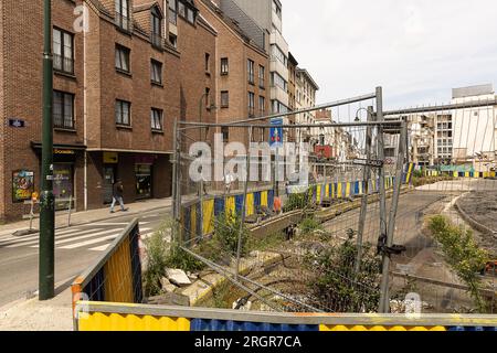 Brüssel, Belgien. 11. Aug. 2023. Abbildung zeigt die Lakensestraat - Rue de Laeken im Stadtzentrum von Brüssel am Freitag, den 11. August 2023. BELGA FOTO JAMES ARTHUR GEKIERE Kredit: Belga News Agency/Alamy Live News Stockfoto