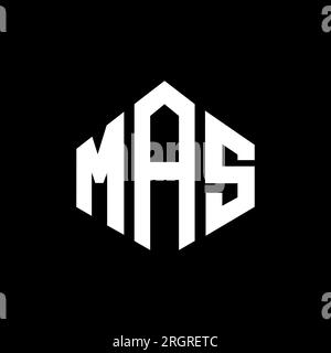 Logo mit MAS-Buchstaben und Polygonform. MAS-Polygon- und würfelförmiges Logo. MAS sechseckige Vektor-Logo-Vorlage in Weiß und Schwarz. MAS monogr Stock Vektor