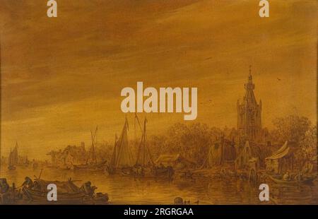 Gezicht op Overschie 1651 von Jan van Goyen Stockfoto