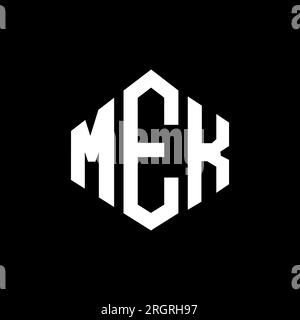 MEK-Logo in Polygonform. MEK-Polygon- und würfelförmiges Logo. MEK-sechseckige Vektor-Logo-Vorlage in Weiß und Schwarz. MEK monogr Stock Vektor