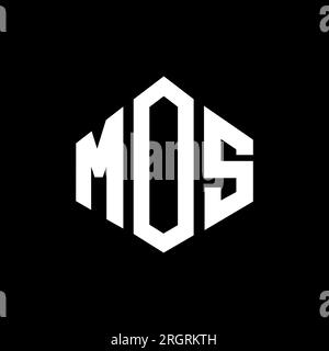 MOS-Logo in Polygonform. MOS-Polygon- und würfelförmiges Logo. MOS-sechseckige Vektor-Logo-Vorlage in Weiß und Schwarz. MOS Monogr Stock Vektor
