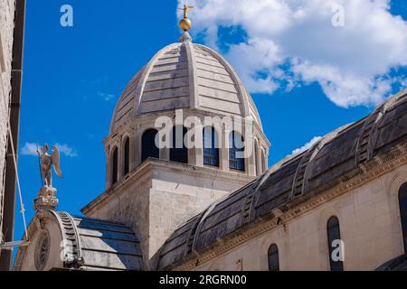 Die Altstadt von Sibennik in Dalmatien, Kroatien an der Adriaküste. Die Kathedrale von St. James. Stockfoto