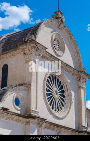 Die Altstadt von Sibennik in Dalmatien, Kroatien an der Adriaküste. Die Kathedrale von St. James. Stockfoto