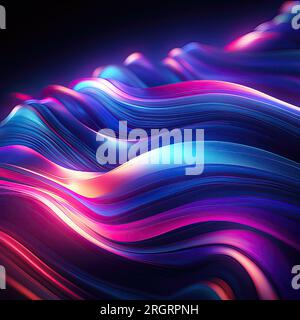 Abstraktes dunkles Hintergrunddesign Neonblau Pink auf Schwarz Stockfoto