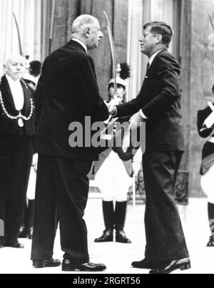 Wien, Österreich: Juni 1961 Treffen von Präsident Kenndy und französischem Präsidenten Charles de Gaulle auf der Wiener Konferenz. Stockfoto