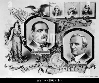 USA: 1884 Ein demokratisches Wahlbanner für die Wahl am 1884. Stockfoto