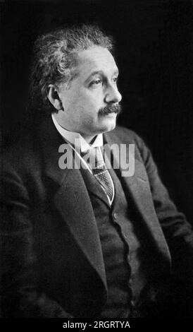 New York, New York: April 1921 Ein Porträt von Professor Albert Einstein, der kürzlich in New York City ankam. Stockfoto