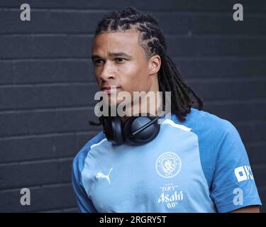 Burnley, Großbritannien. 11. Aug. 2023. Nathan Aké aus Manchester City erscheint während des Premier League-Spiels Burnley gegen Manchester City am 11. August 2023 in Turf Moor, Burnley, Großbritannien (Foto von Mark Cosgrove/News Images) in Burnley, Großbritannien, am 8./11. August 2023. (Foto: Mark Cosgrove/News Images/Sipa USA) Guthaben: SIPA USA/Alamy Live News Stockfoto