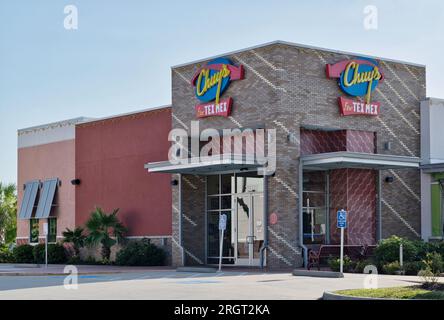 Houston, Texas, USA 07-30-2023: Die edle Fassade von Chuy Tex Mex in Houston, TX. Die mexikanische Restaurantkette wurde 1982 gegründet. Stockfoto