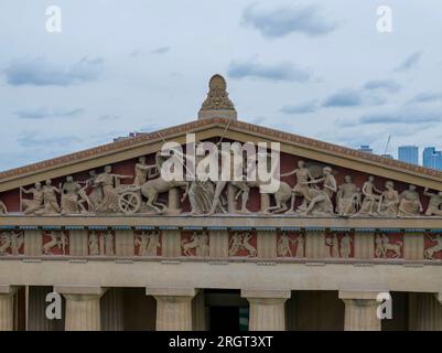 Nashville, Tennessee, USA. 8. Aug. 2023. Das Parthenon in Centennial Park, Nashville, Tennessee aus der Vogelperspektive (Kreditbild: © Walter G Arce SR Grindstone medi/ASP) NUR REDAKTIONELLE VERWENDUNG! Nicht für den kommerziellen GEBRAUCH! Stockfoto