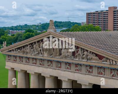 Nashville, Tennessee, USA. 8. Aug. 2023. Das Parthenon in Centennial Park, Nashville, Tennessee aus der Vogelperspektive (Kreditbild: © Walter G Arce SR Grindstone medi/ASP) NUR REDAKTIONELLE VERWENDUNG! Nicht für den kommerziellen GEBRAUCH! Stockfoto