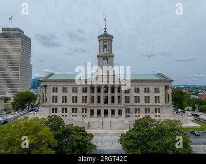 Nashville, Tennessee, USA. 8. Aug. 2023. Luftaufnahme des Kapitolgebäudes in Nashville, Tennessee (Kreditbild: © Walter G Arce SR Grindstone medi/ASP), NUR REDAKTIONELLE VERWENDUNG! Nicht für den kommerziellen GEBRAUCH! Stockfoto